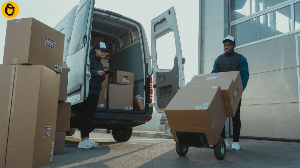 Delivery service motorcycle with branded boxes from 500k logistics business in Nigeria