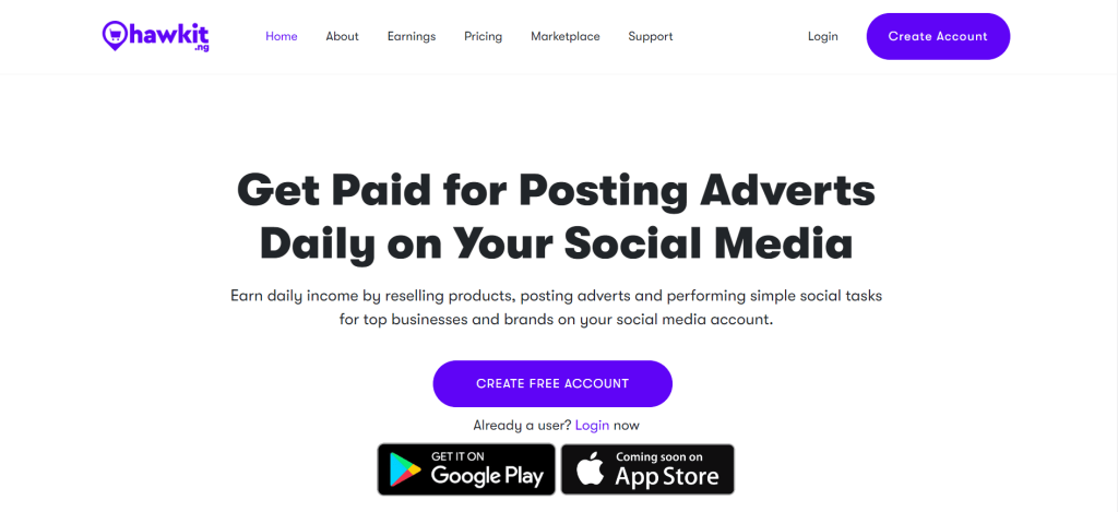 hawkit is a good example of Money Making Apps in Nigeria