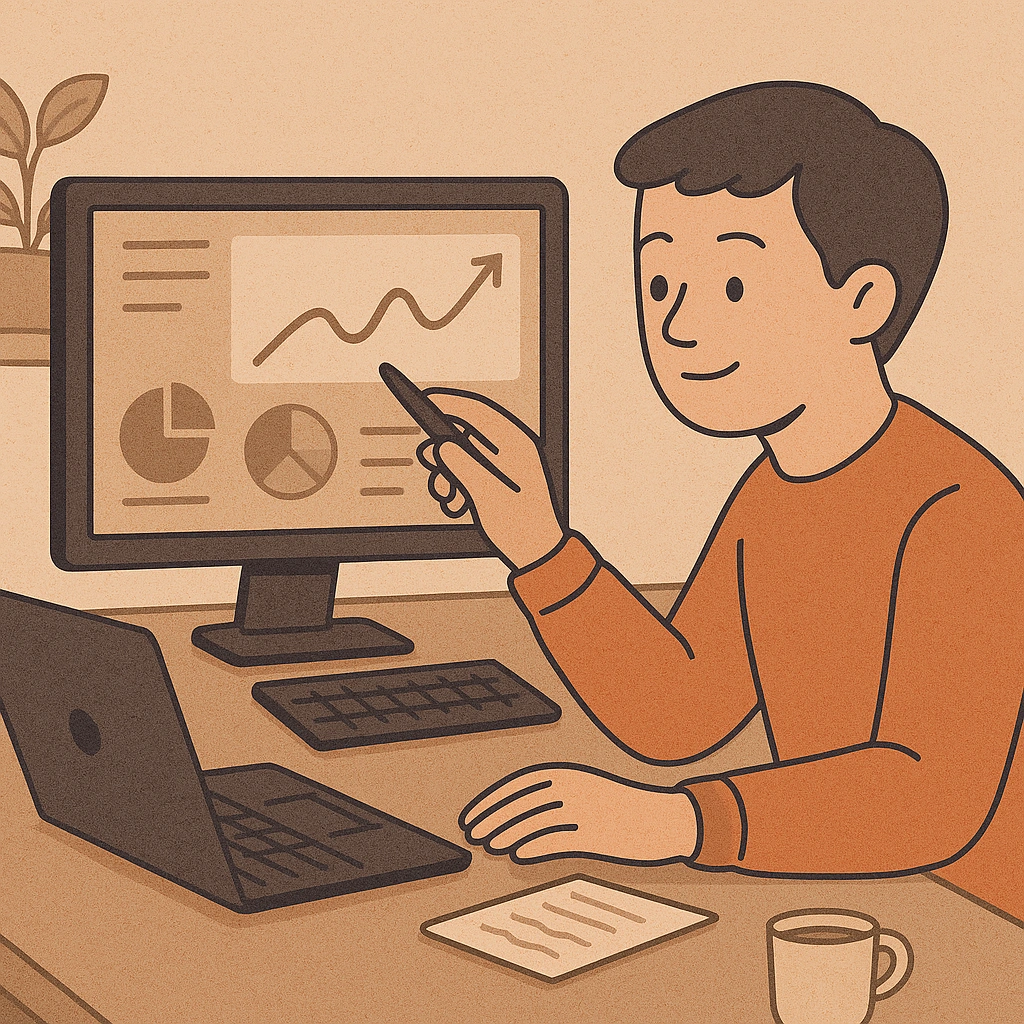 Beginner content creator analyzing analytics dashboard