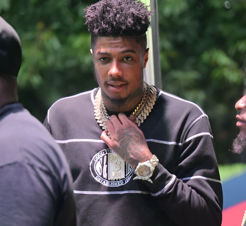 Rapper Blueface seen at the Atlanta Black Pride Weekend Pure Heat Community Festival held at Piedmont Park