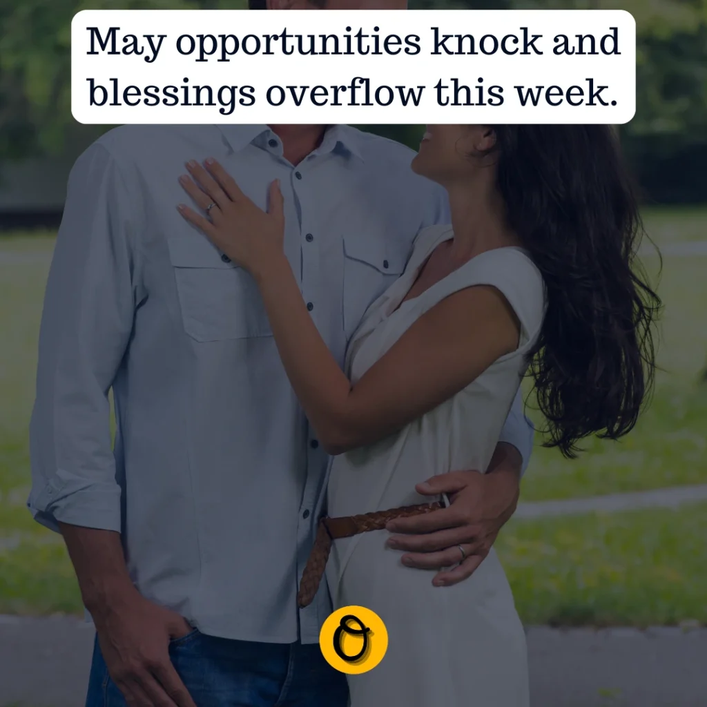 Romantic couple embracing during new week prayer ritual