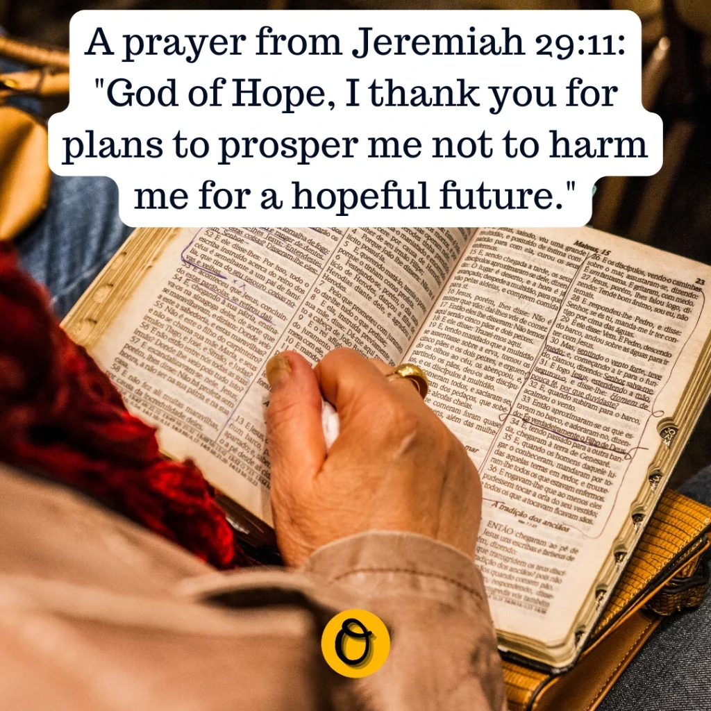 Journal with written end of year prayer reflections