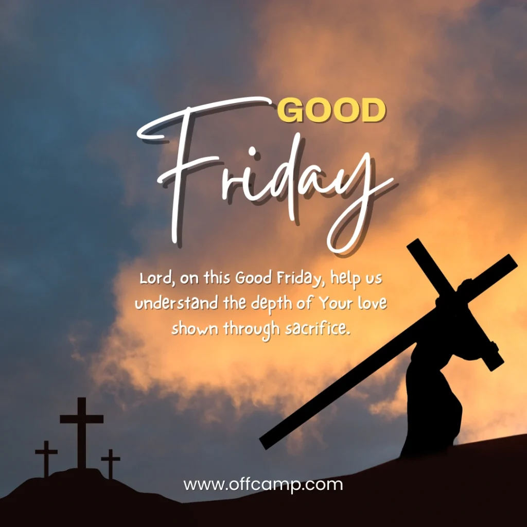 Good Friday wishes quote with wooden cross background