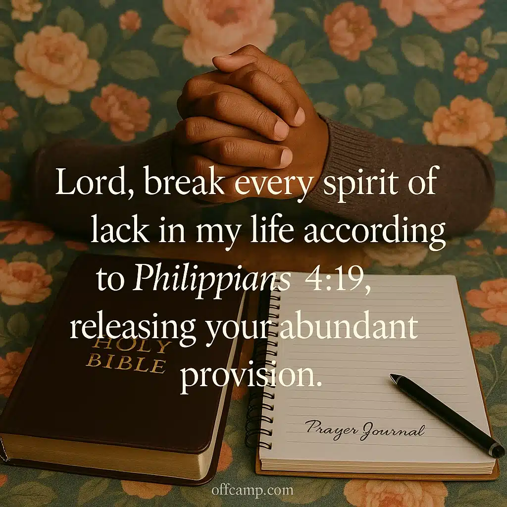 Prayer warrior kneeling in midnight prayer for financial breakthrough