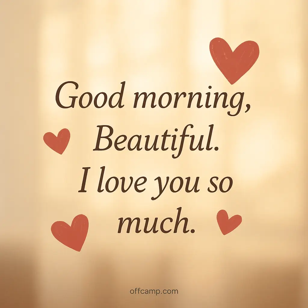 Heart touching good morning message for her written in elegant calligraphy with sunrise imagery