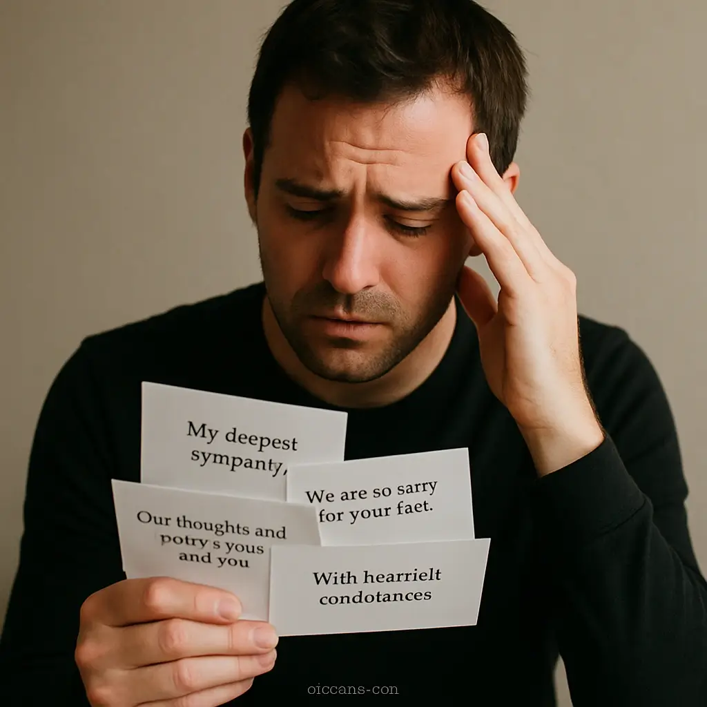 Person reading heartfelt condolence messages from friends and family after experiencing a significant loss