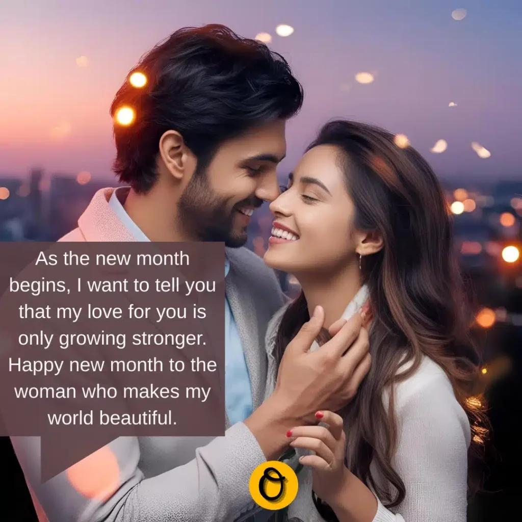 Romantic couple celebrating new month with heartfelt new month wishes for my love