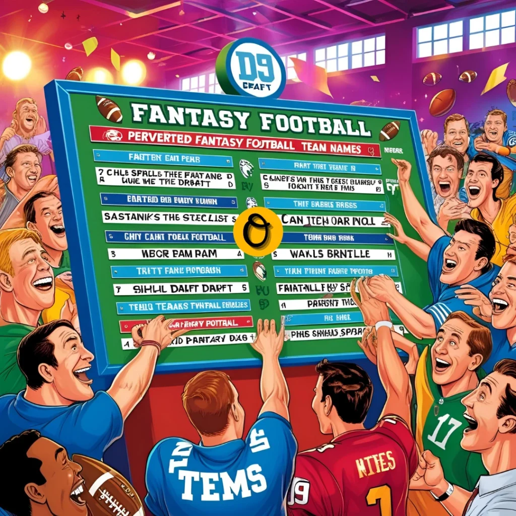 Funny perverted fantasy football team names list on draft board