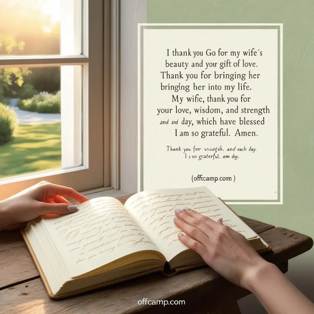 Peaceful morning scene with journal for writing daily prayer for my wife to establish a consistent routine.