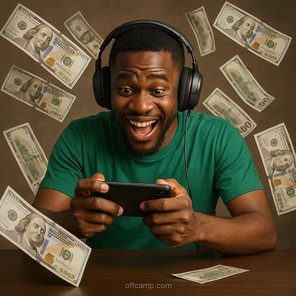 Nigerian gamer earning through legit games that pay real money without paying on smartphone