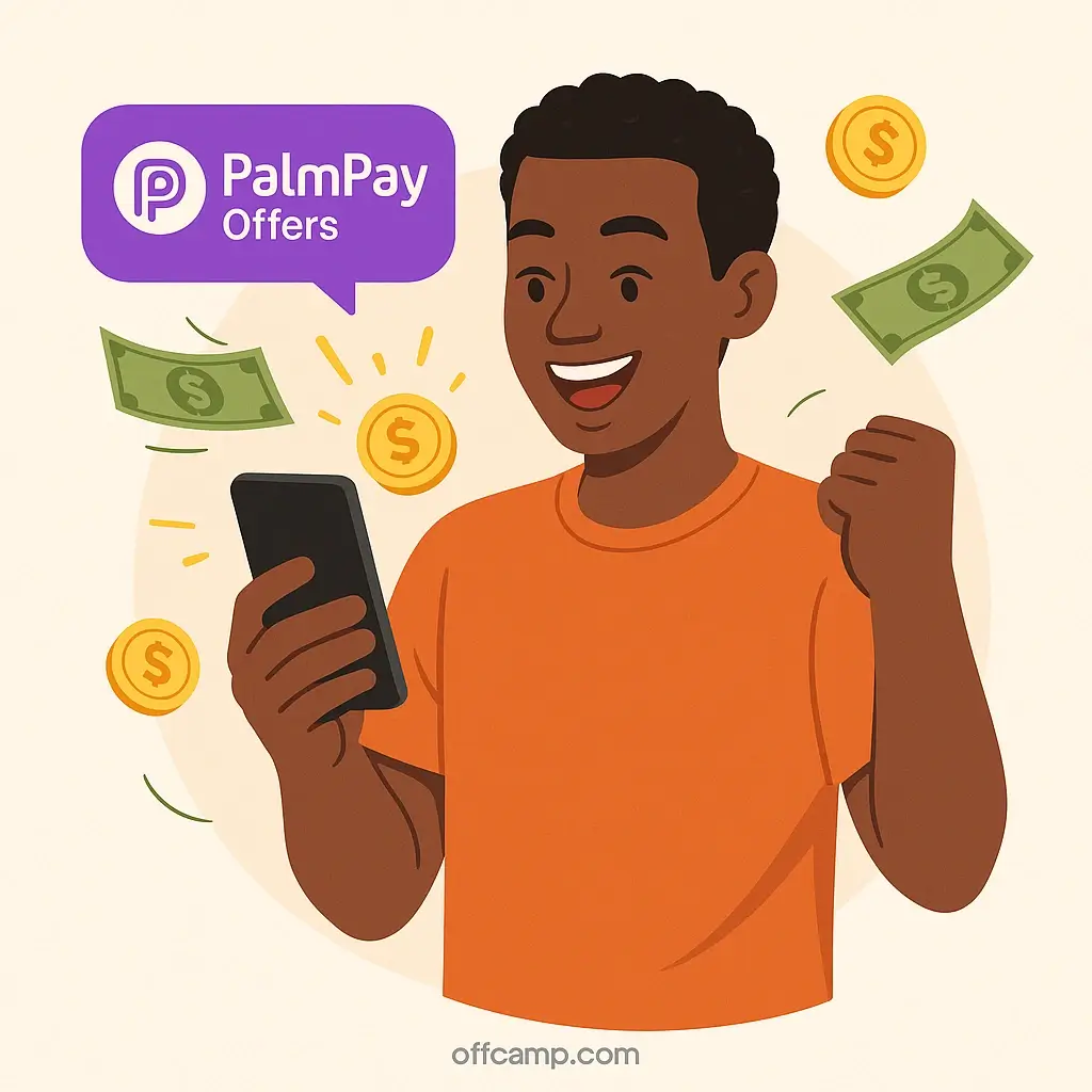 Person receiving cashback rewards through PalmPay Offers, one of Nigeria's top apps that pay real money for everyday purchases
