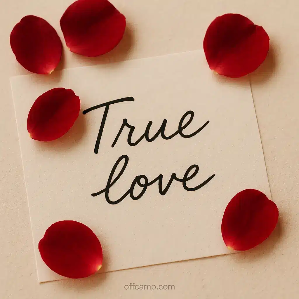Handwritten true love messages on paper with rose petals symbolizing heartfelt communication between lovers