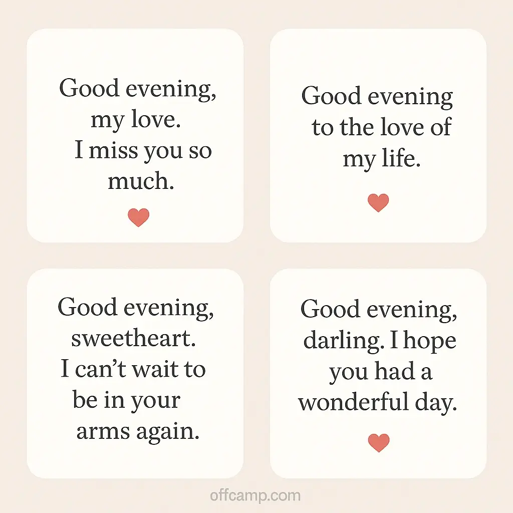 Beautiful sunset backdrop with heartfelt good evening message text perfect for sending to loved ones