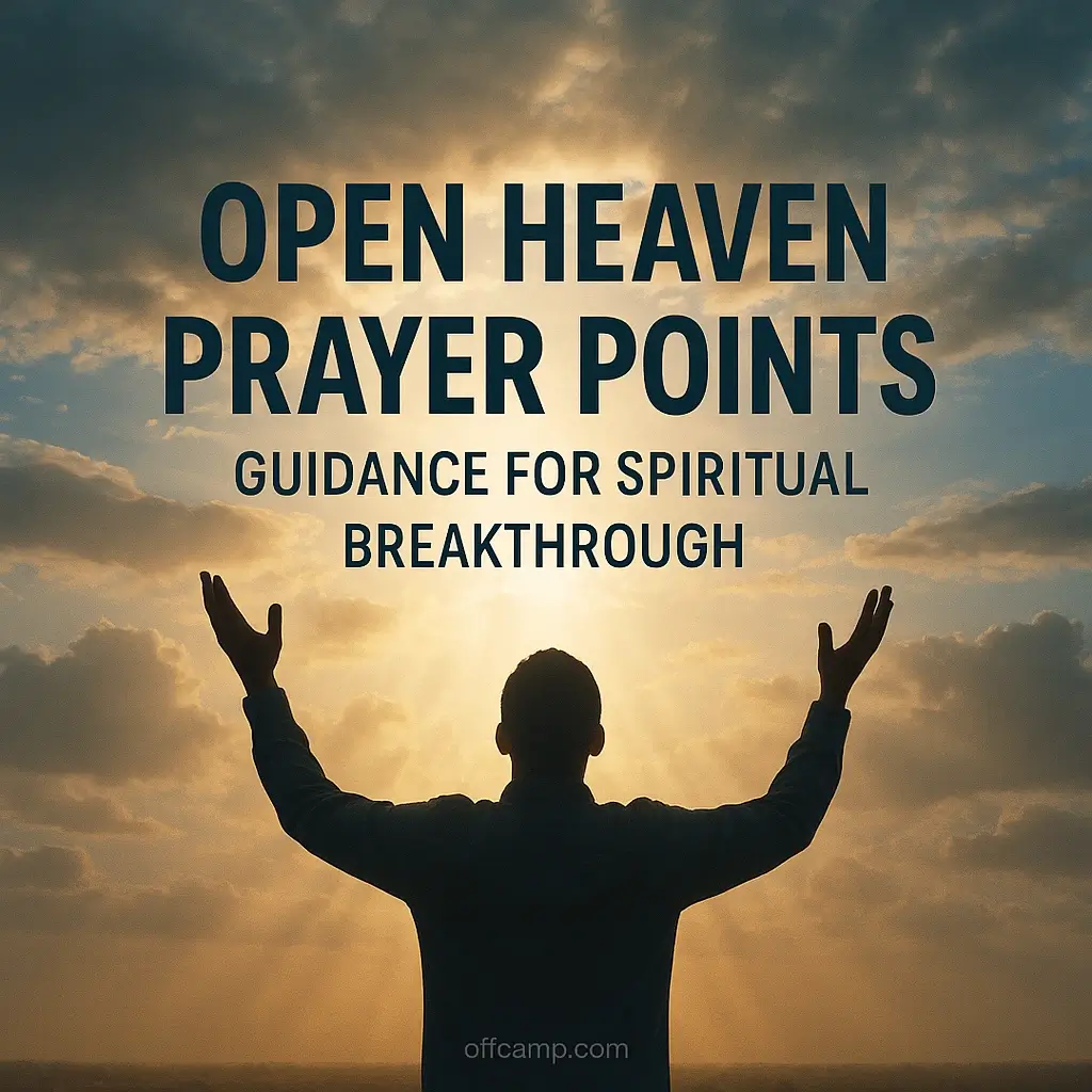 Open Bible with handwritten open heaven prayer points journal for daily devotionals