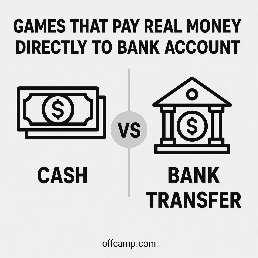 Visual comparison of payment methods for games that pay real money directly to bank account