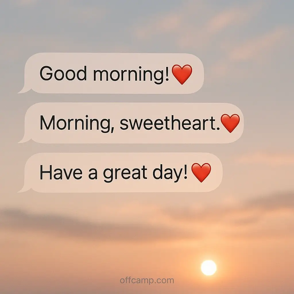 Breakfast in bed setup with sweet good morning messages written on a card alongside fresh flowers and coffee