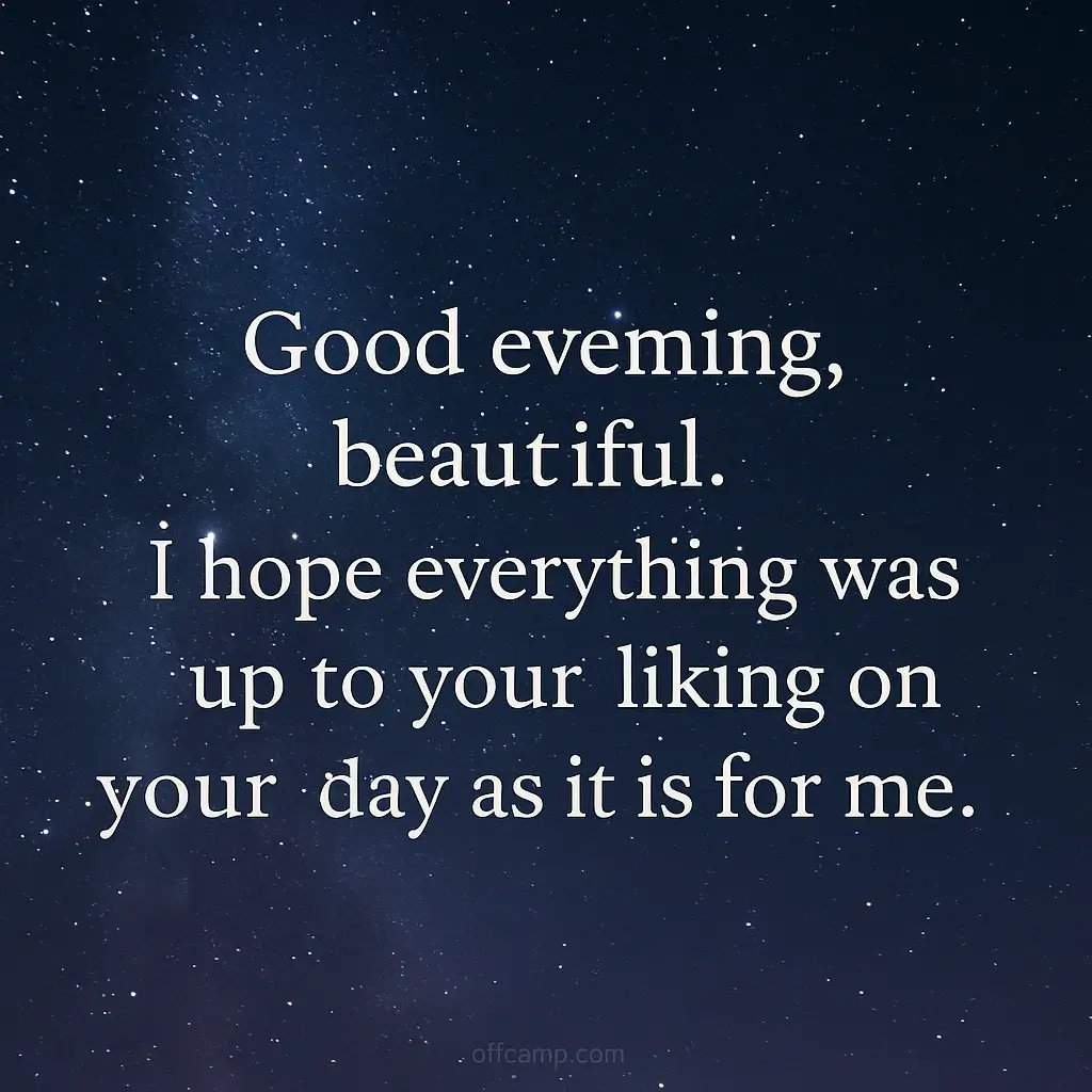 Beautiful good evening message to my love text overlay on starry night sky for romance