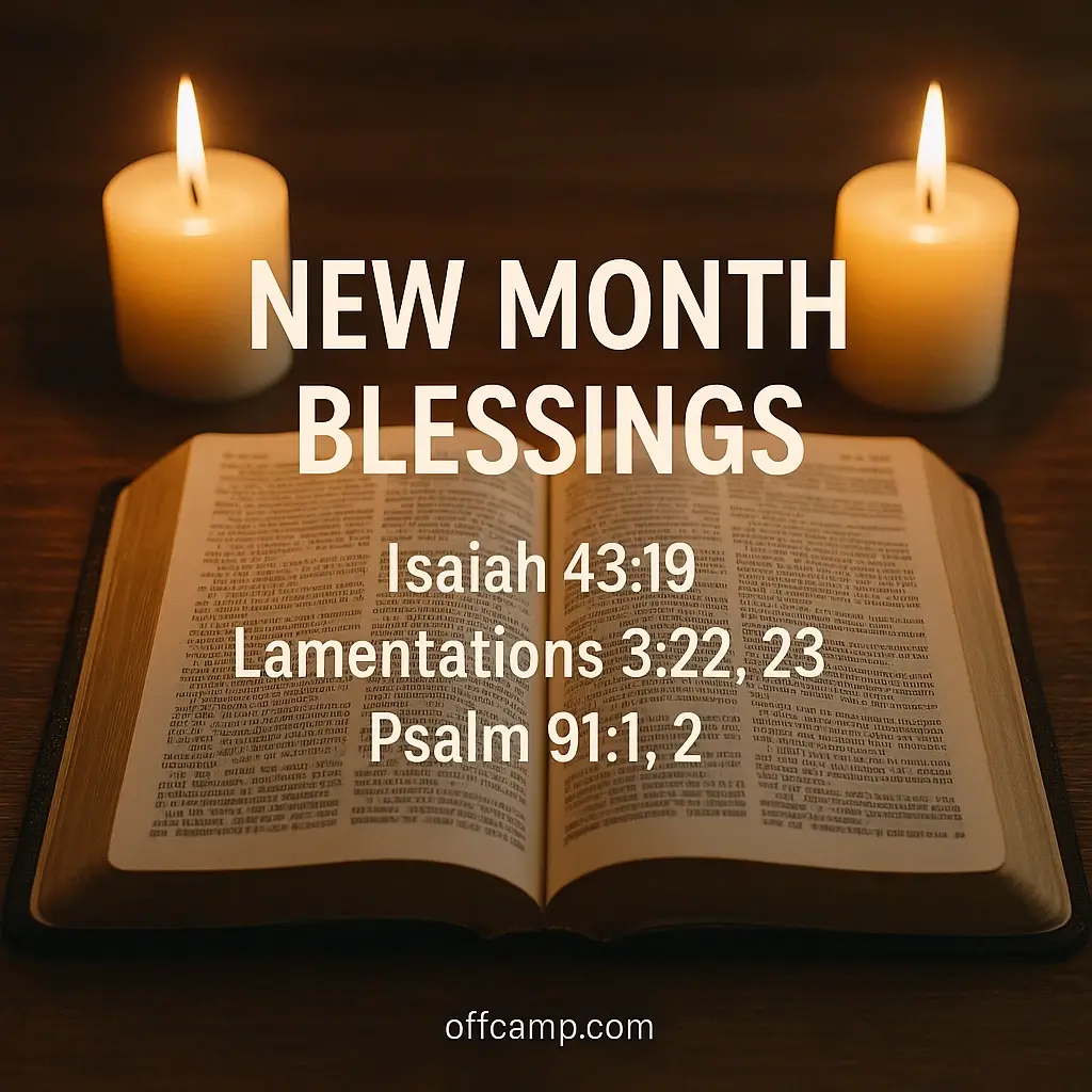 Open Bible with candles showing new month blessings scriptures for spiritual inspiration