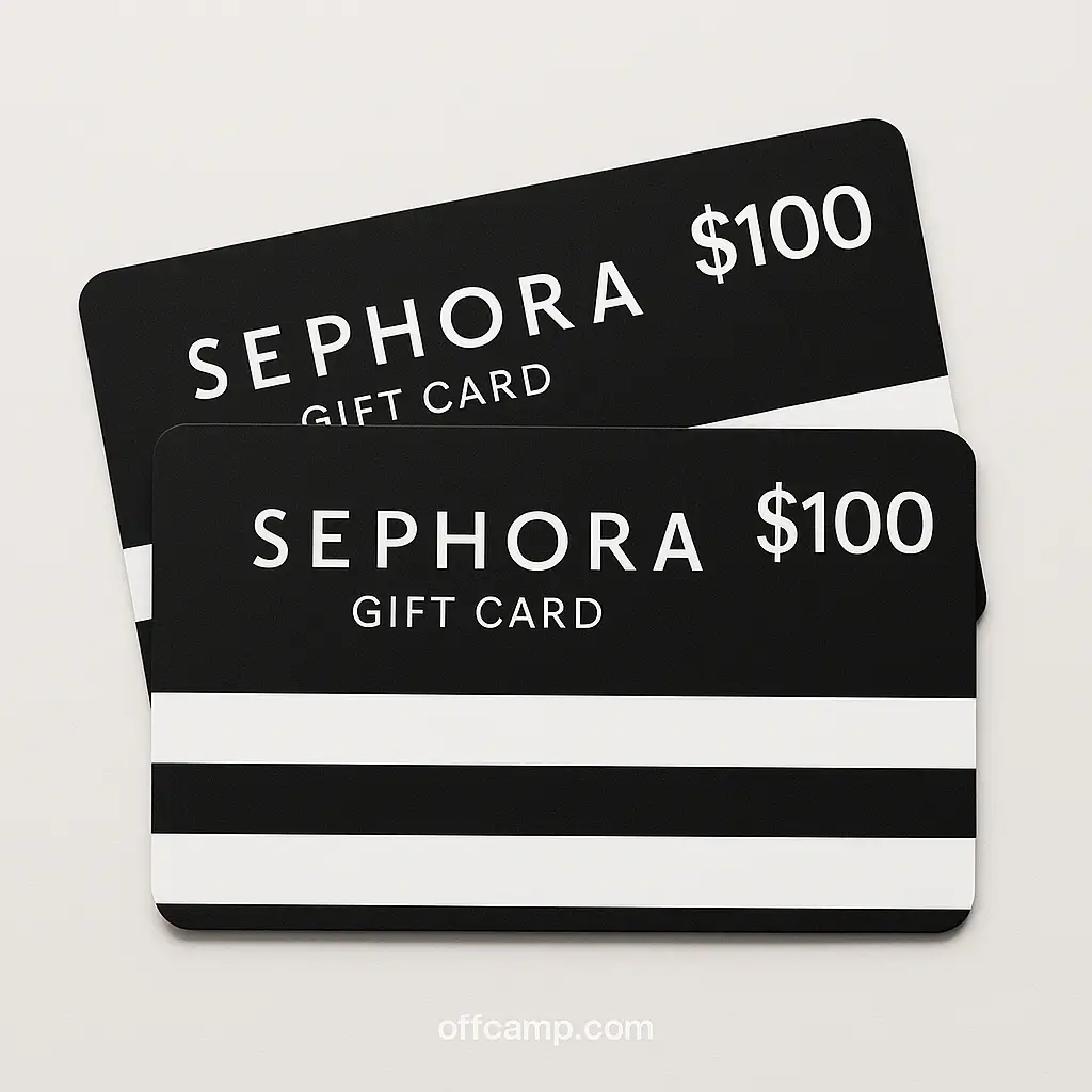 Sephora Physical gift cards arranged by value showing which gift card