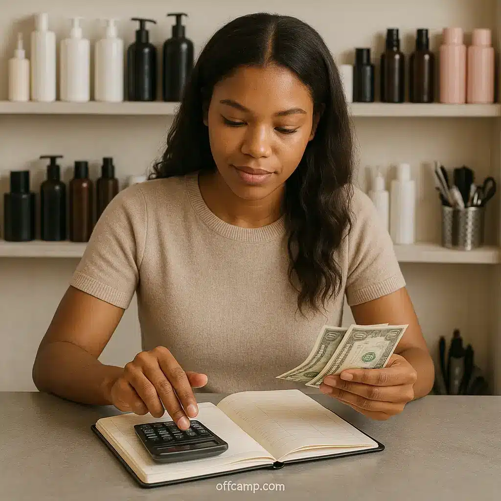Woman managing beauty services daily income business