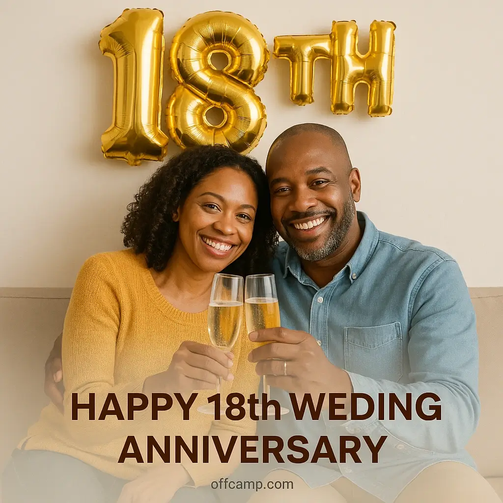 Creative happy 18th wedding anniversary messages displayed on anniversary greeting cards