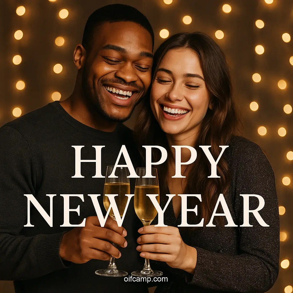 couples celebrating happy new together