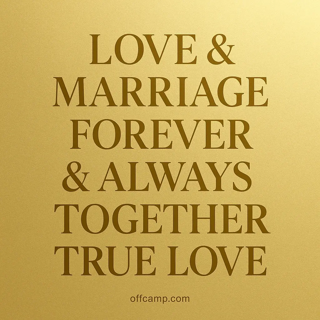 Gold modern design presenting romantic messages for marriages and partnerships